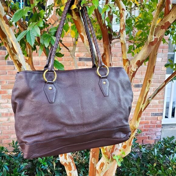 Vintage Wilson Leather Dark Brown Braided Handle Detail Satchel Bag - Picture 11 of 11